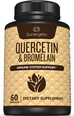 Sunergetic Quercetin & Bromelain supplement bottle — immune support, 60 capsules