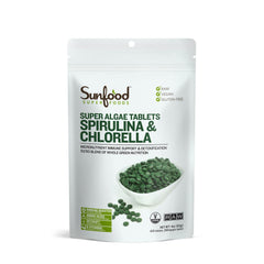 Front view of Sunfood Chlorella Spirulina Tablets 4 oz bag