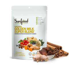 Sunfoods Golden Milk Super Blend powder scoop