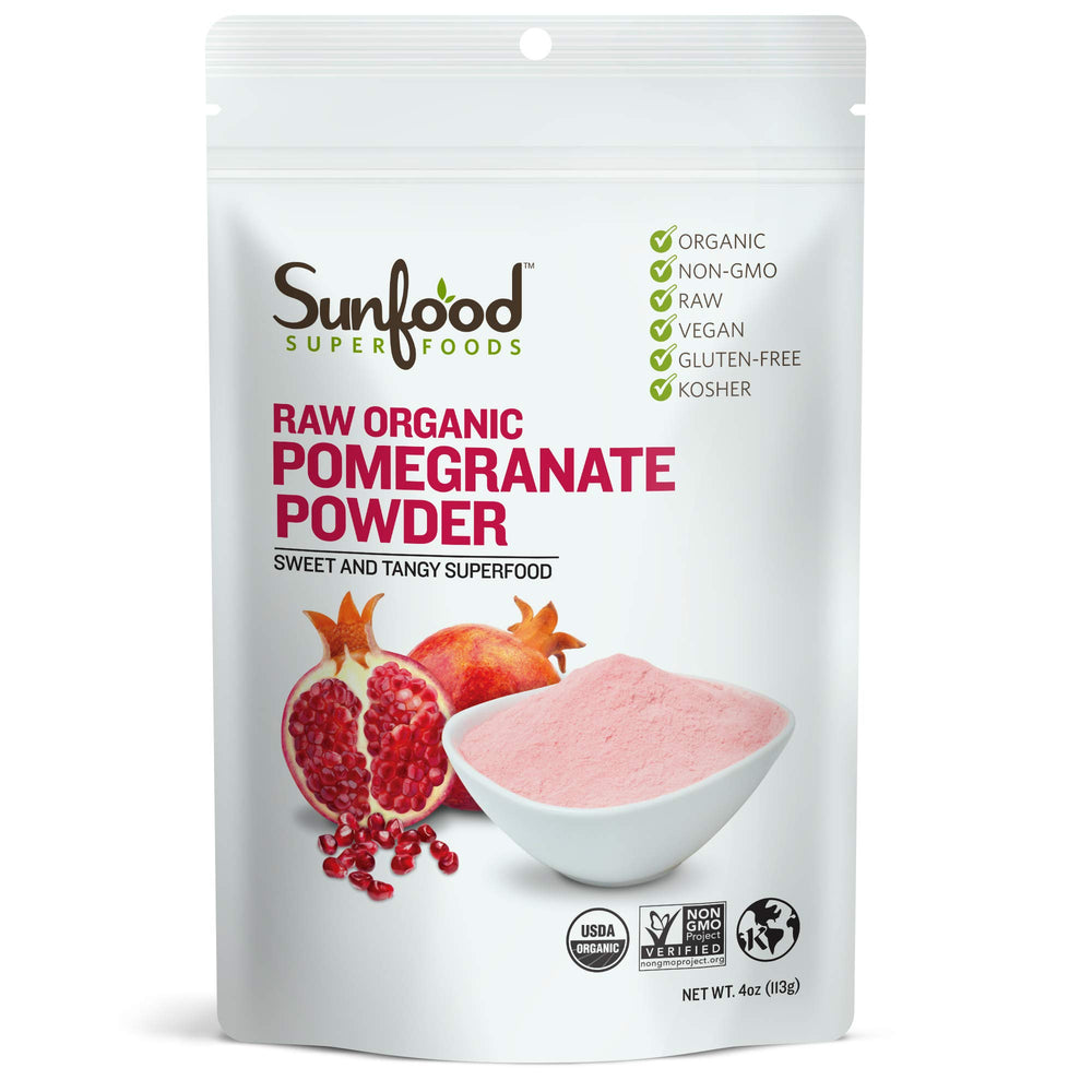 Sunfoods Raw Organic Pomegranate Powder 4 oz bag - front view