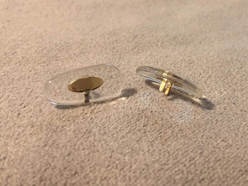 Gold 16mm clip-on sunglasses nose pads, front view