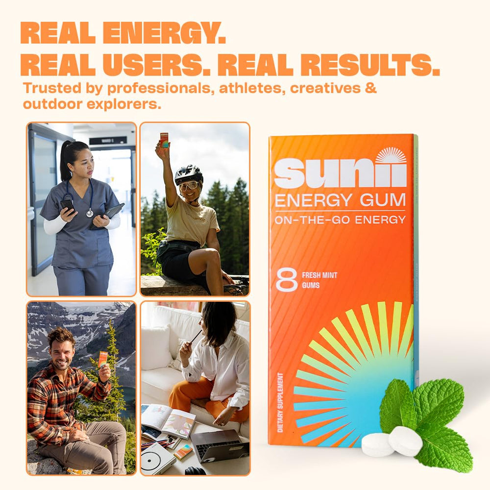 Sunii Energy Gum Canadian-made label highlighting quality and ingredients