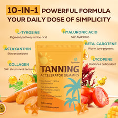 Pouch of sunless tanning gummies for on-the-go