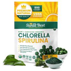 Sunlit Best Chlorella Spirulina tablets bottle label