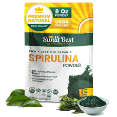 Sunlit Spirulina Powder Organic USDA label on jar