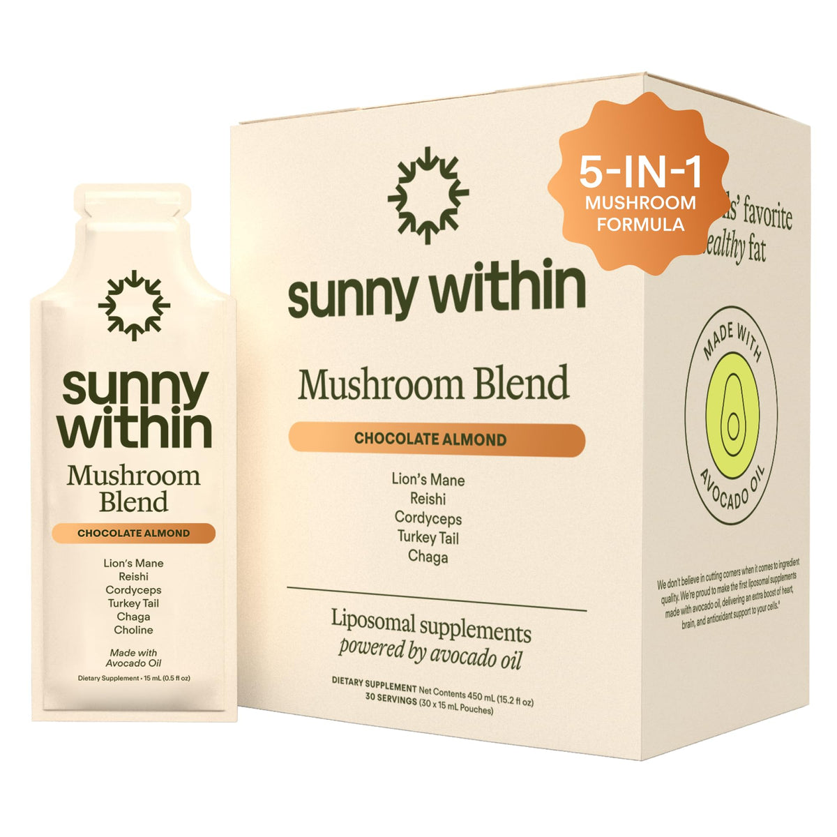 Sunny Within 800mg chocolate mushroom pouch front