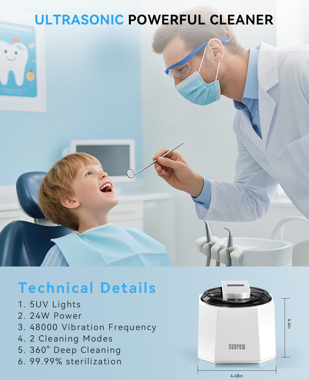 One-touch control panel and digital display on SUNPOW cleaner
