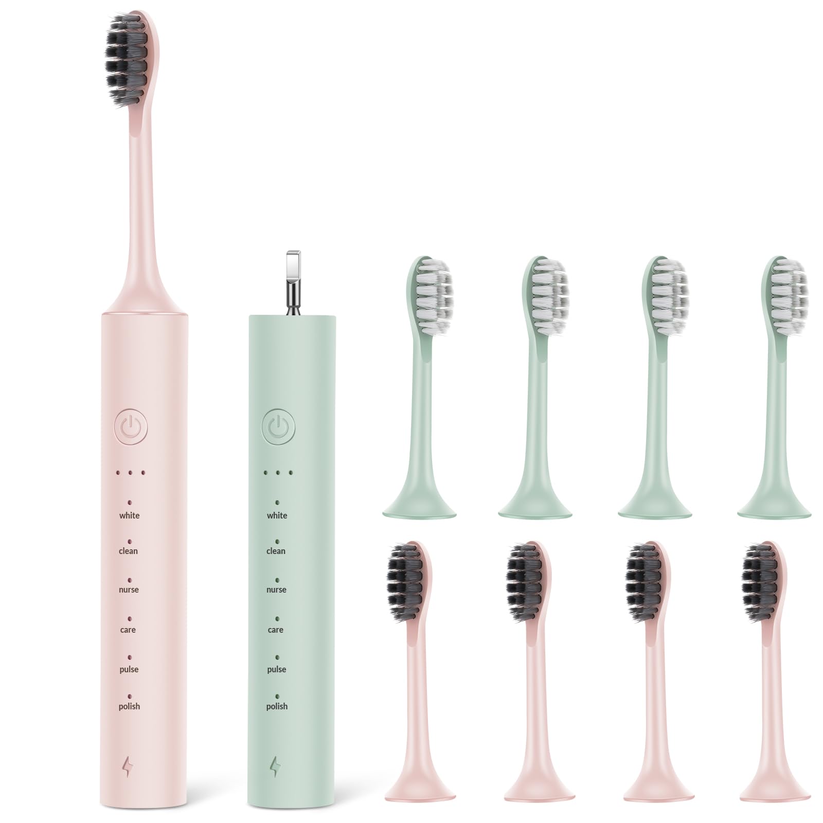 SUNPRO 2 Pack Sonic Electric Toothbrush Pink color