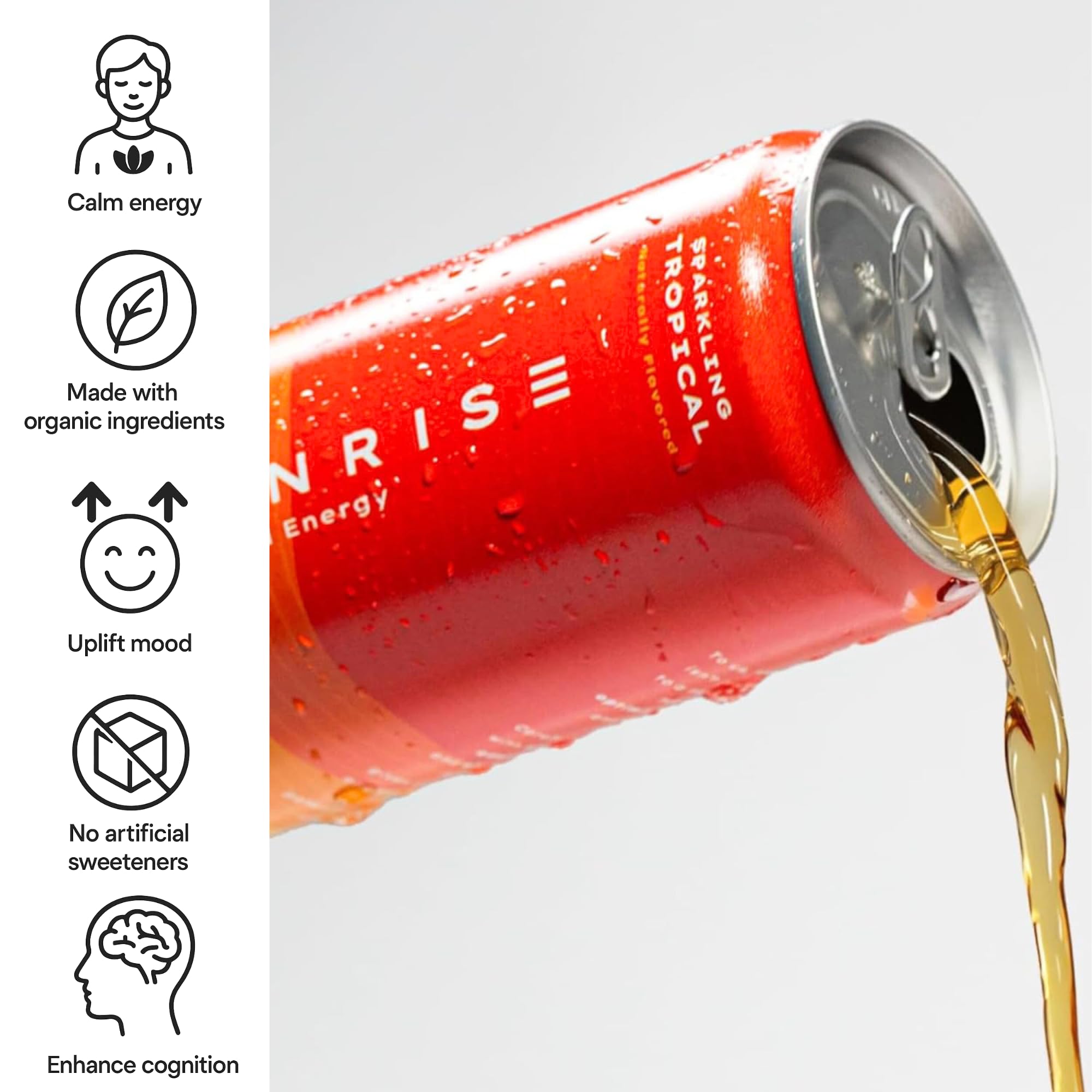 Sunrise Balanced Energy Kanna pour shows fizzy bubbles and fruity aroma for a refreshing boost.