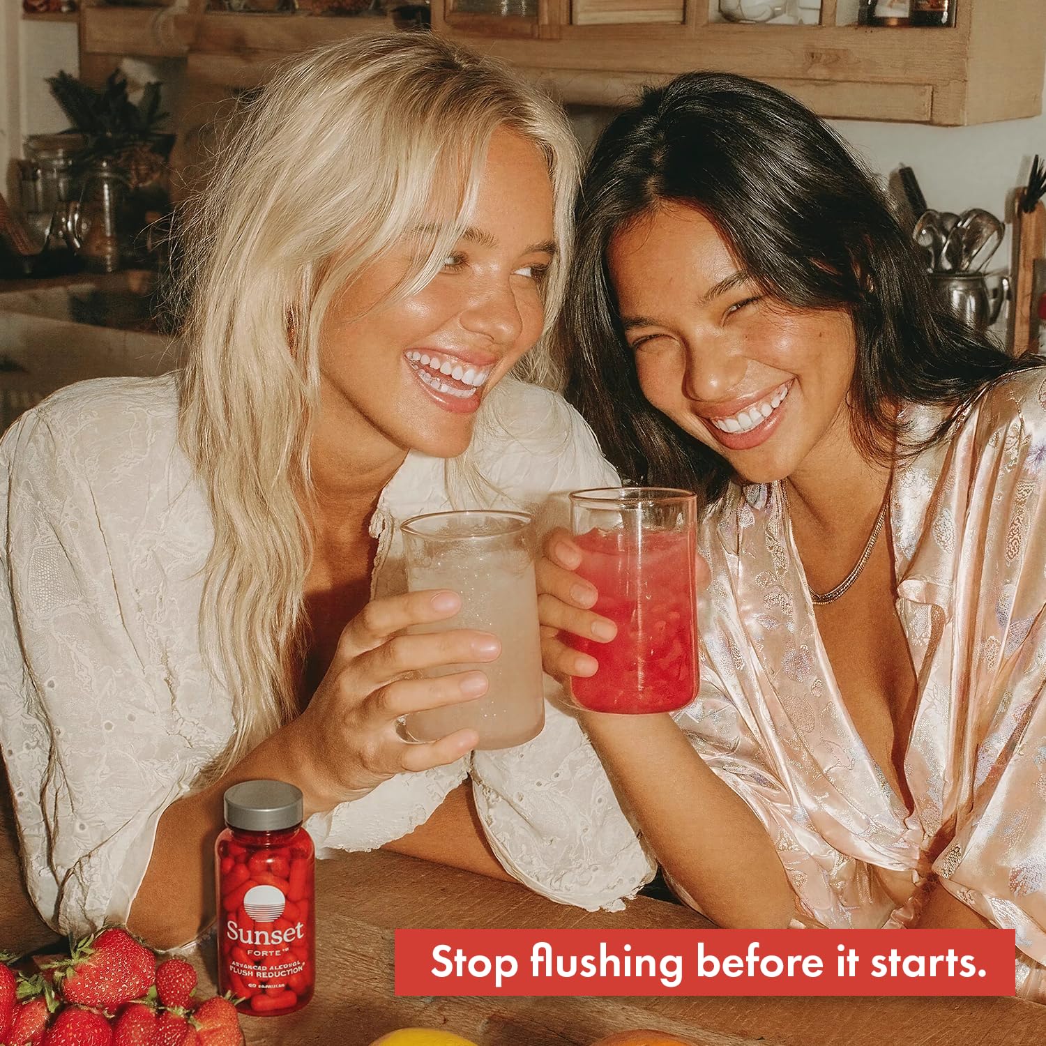 Instructions showing to take 3 capsules before your first drink