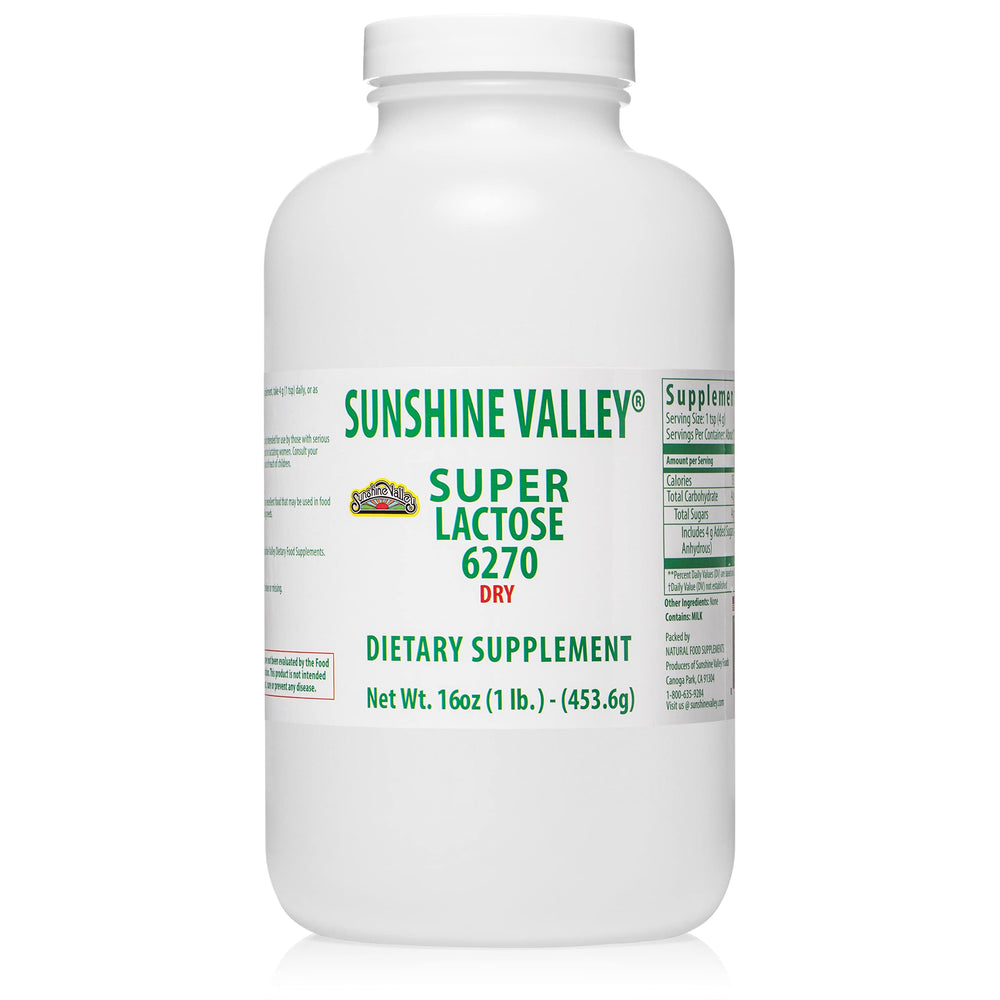 Sunshine Valley Super Lactose Dry Powder 16 oz free flow pour packaging