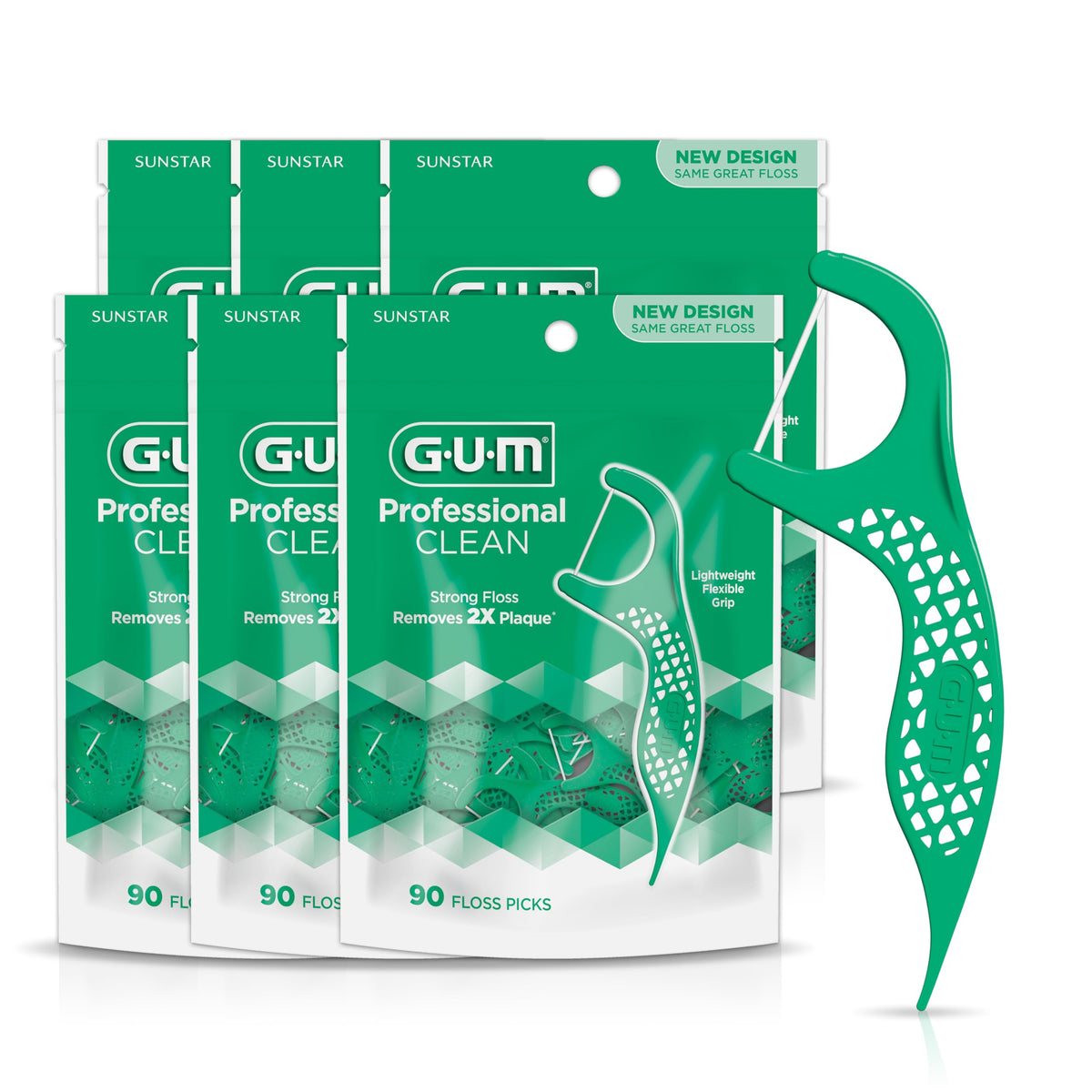 GUM Professional Clean Flossers mint flavor – front view