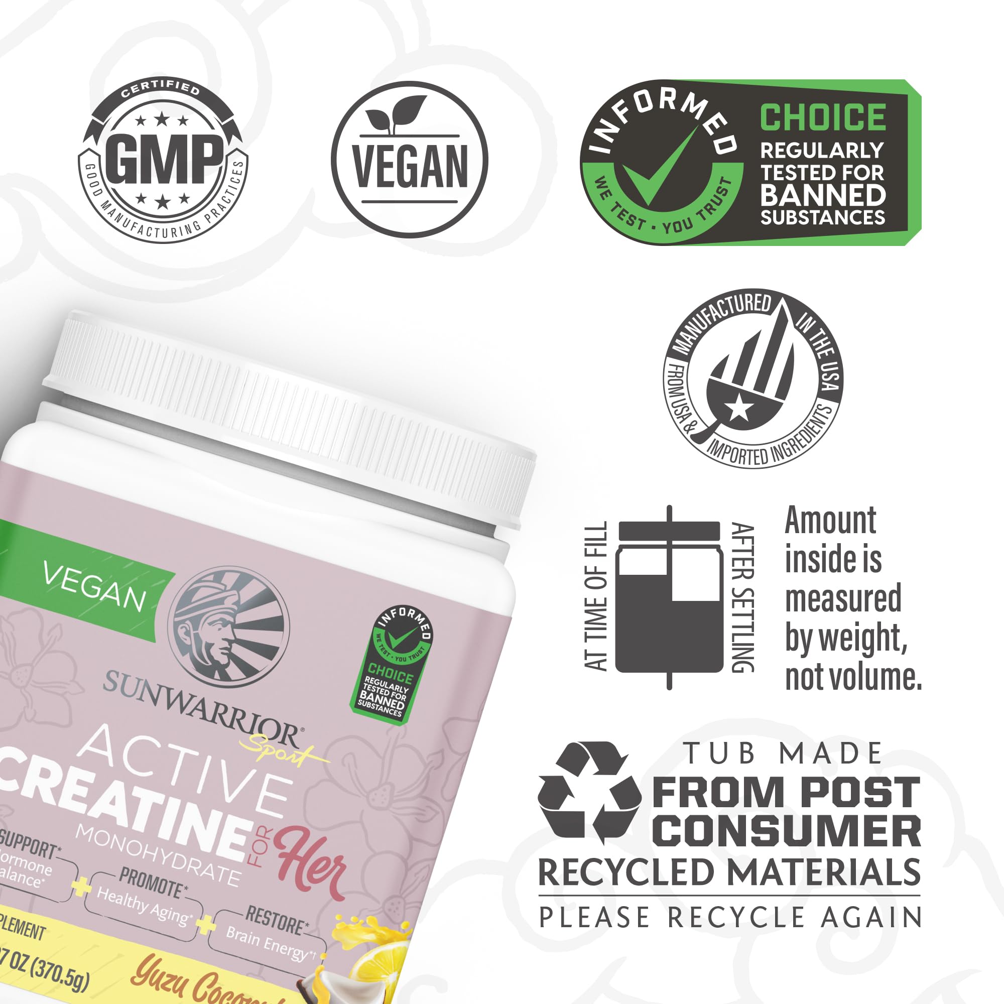 Sunwarrior Creatine Monohydrate scoop for consistent daily dosing