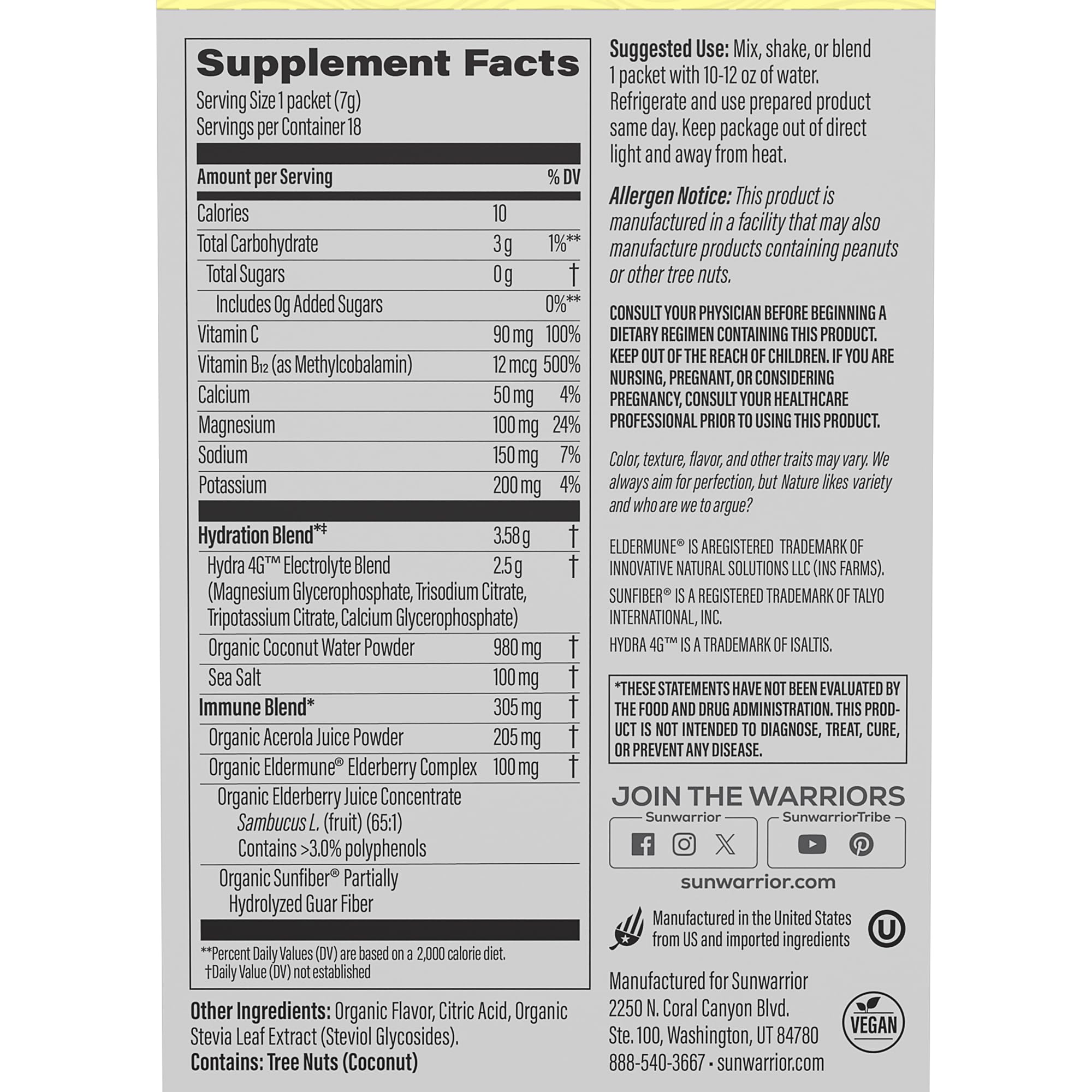 Sunwarrior electrolyte packets sticks close-up ideal for workouts