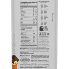 Sunwarrior Organic Plant Based Protein Powder Chocolate Peanut Butter label close-up