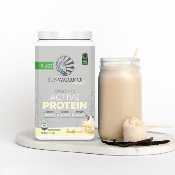 Active Blend Recovery protein powder packaging with lifestyle shot