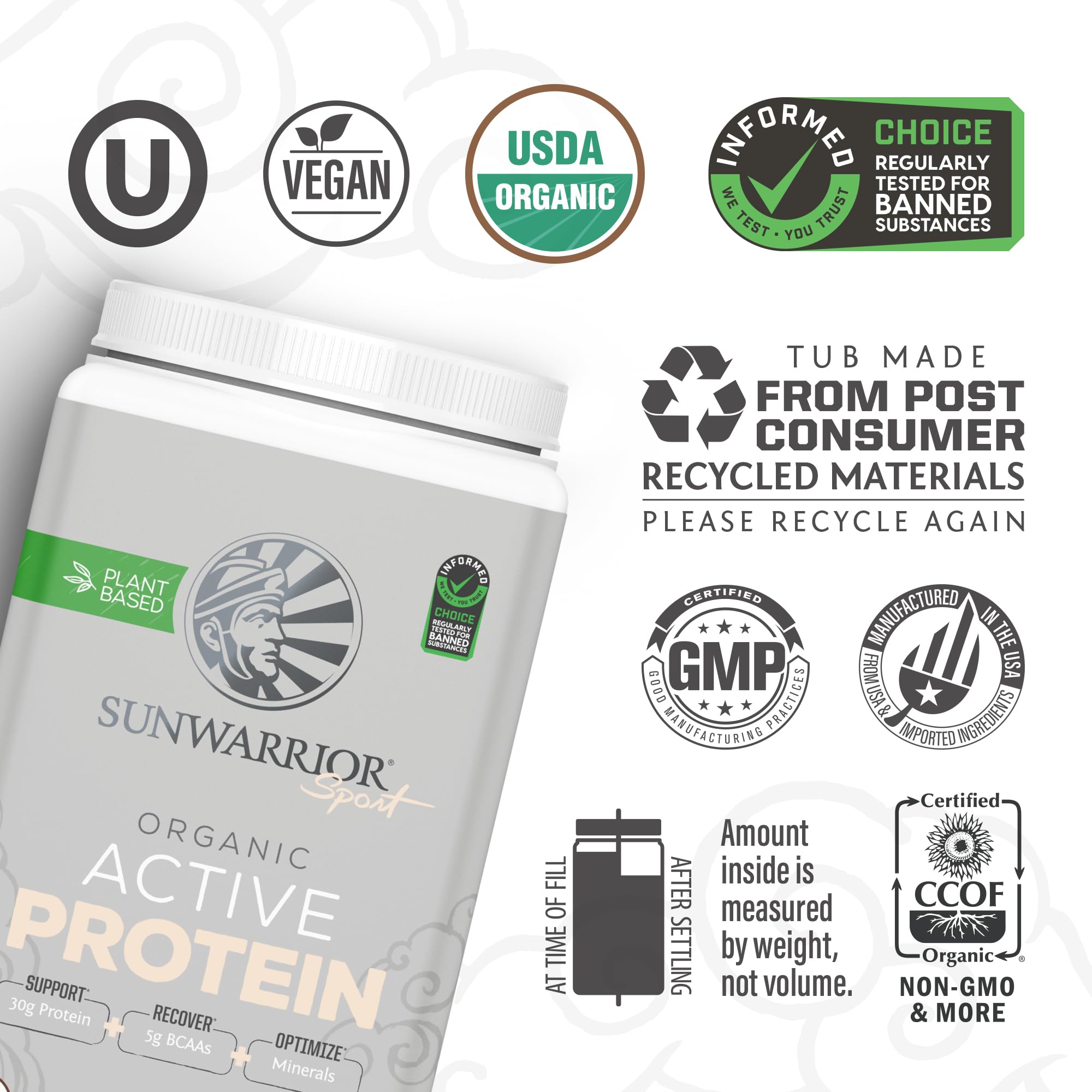 Sunwarrior protein powder bottle label