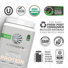 Sunwarrior protein powder bottle label
