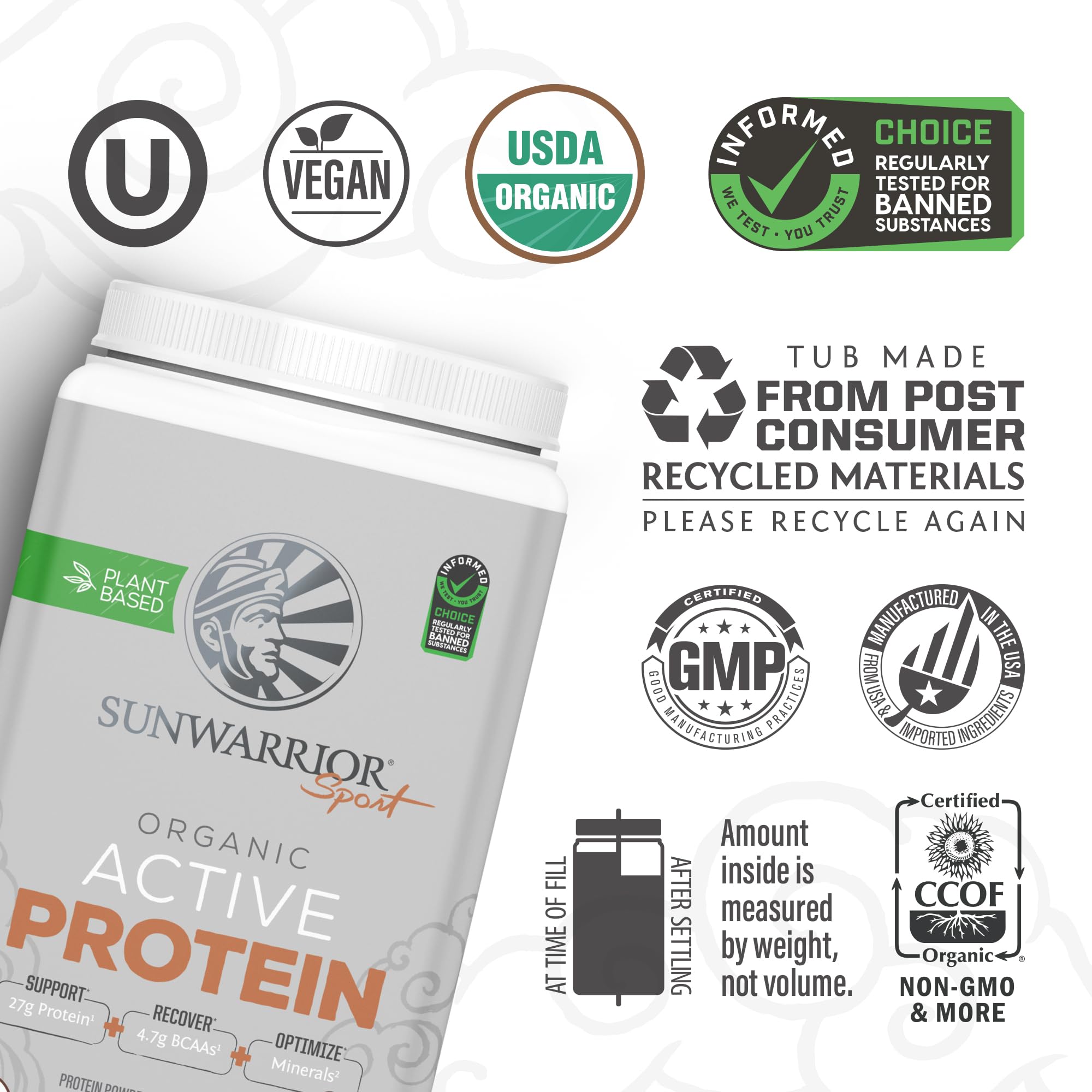 Illustration of BCAAs and botanicals in Sunwarrior vegan protein powder