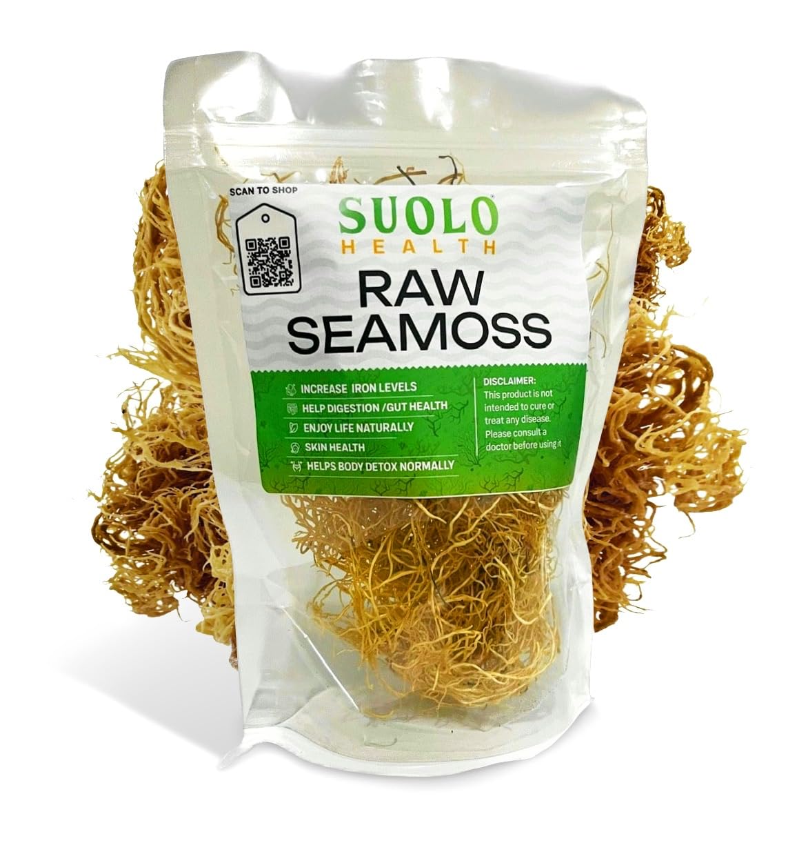 Suolo Health raw sea moss 2oz packaging