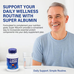 Front packaging of Super Albumin hydrolyzed protein supplement