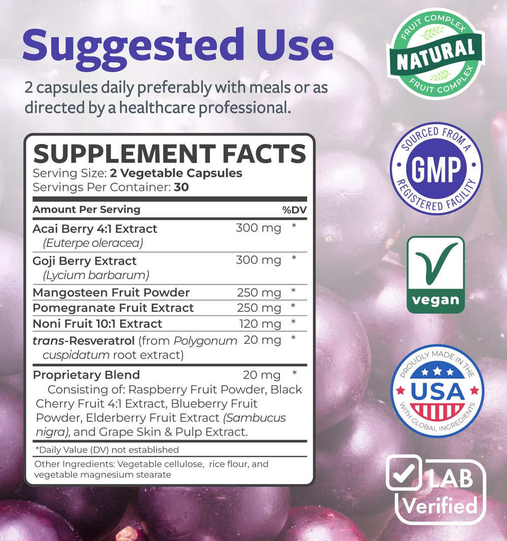GMP-compliant American-made Healths Harmony antioxidant blend label