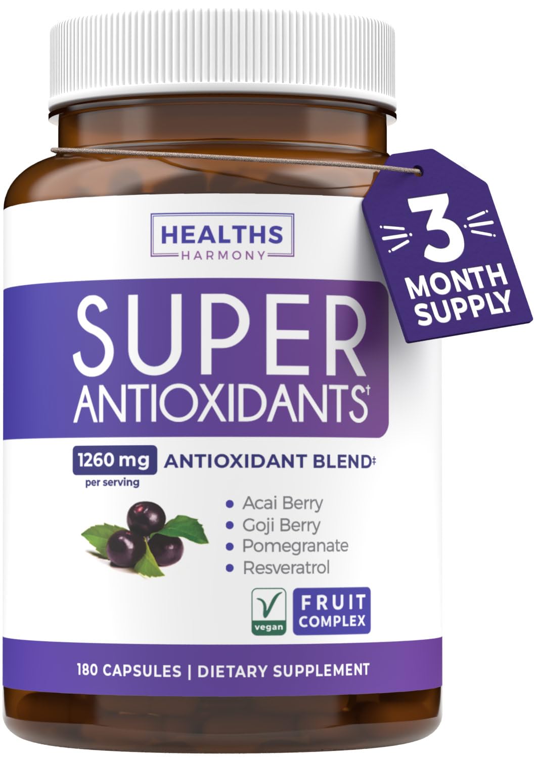 Front view of Super Antioxidants supplement bottle
