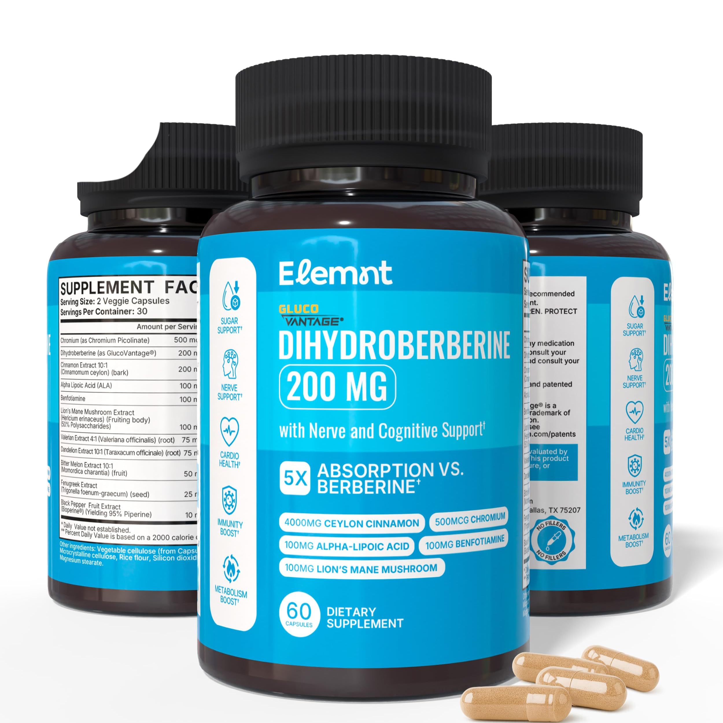 Bottle of Super Berberine 200mg with Dihydroberberine (GlucoVantage)