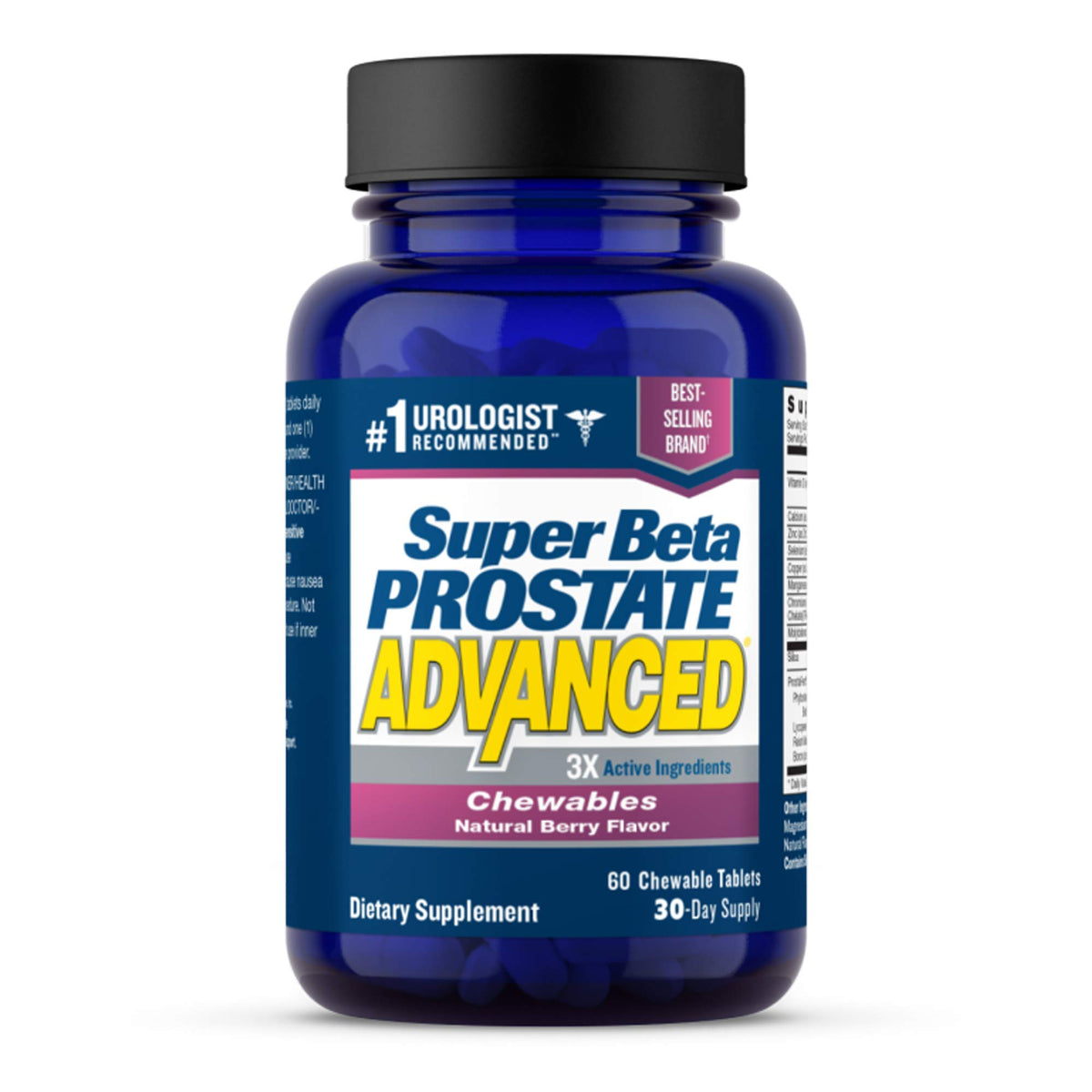 Front view of SUPER BETA PROSTATE Advanced Chewables bottle