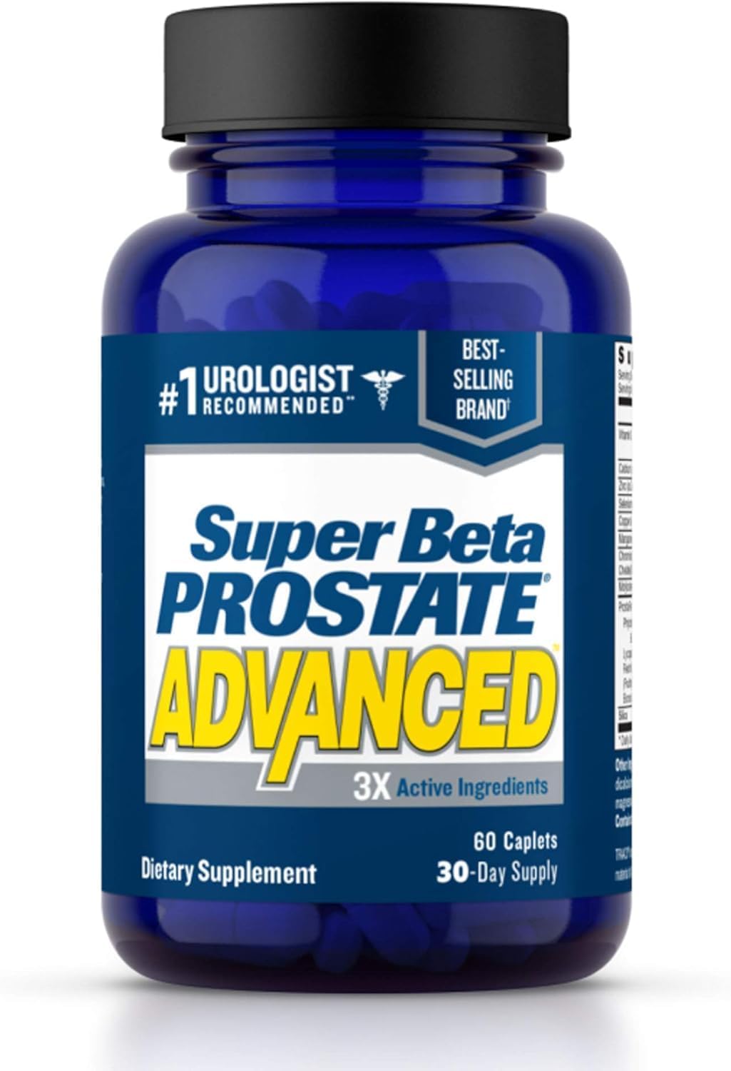 SUPER BETA PROSTATE bottle front image demonstrates easy daily urinary support