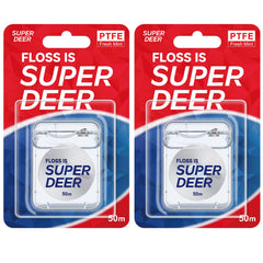 Front view of Super Deer Flat Dental Floss Mint 50m packs
