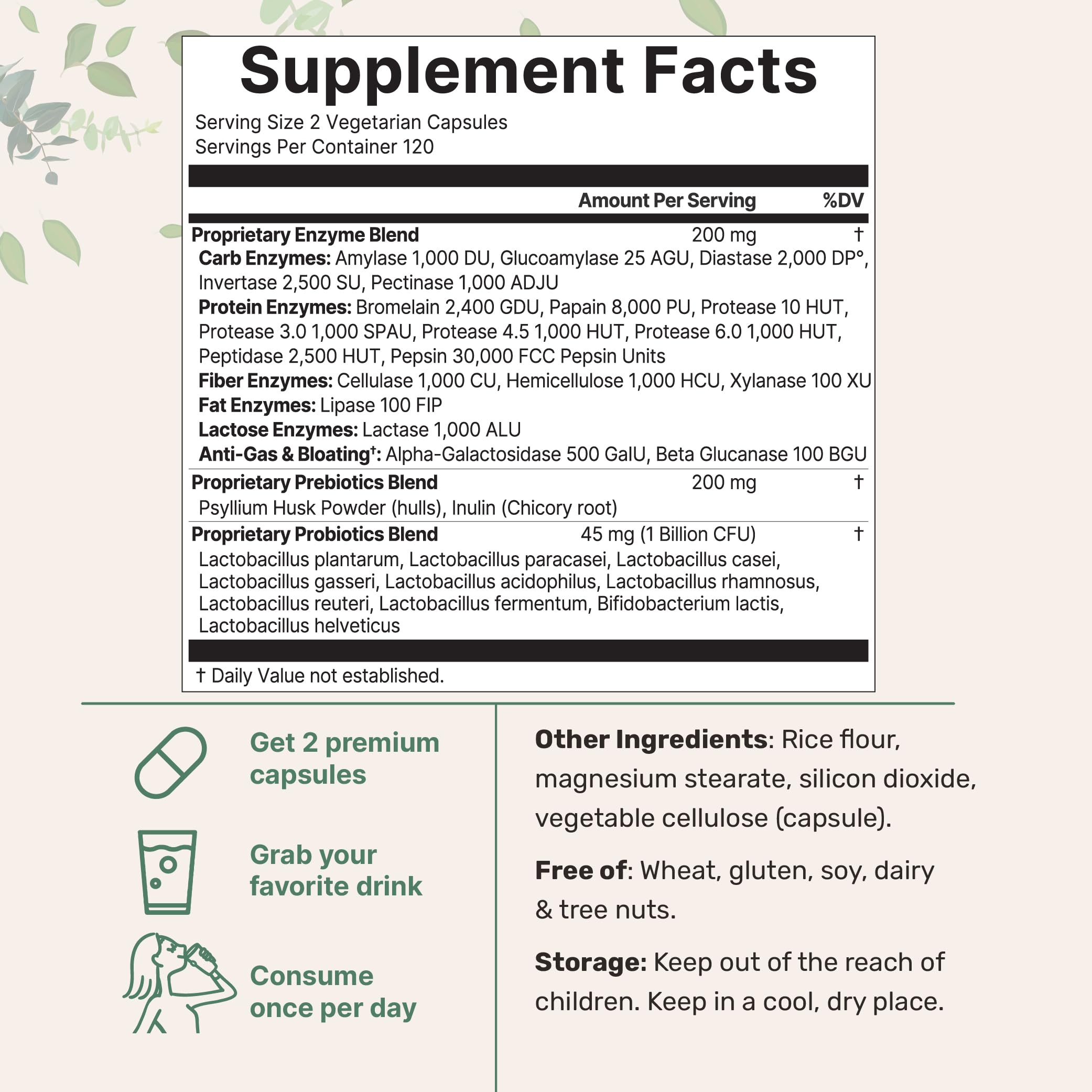 Close-up of 240 vegetarian capsules