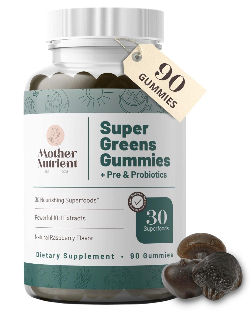 Front label - Super Greens Gummies for Women & Adults (90 gummies)