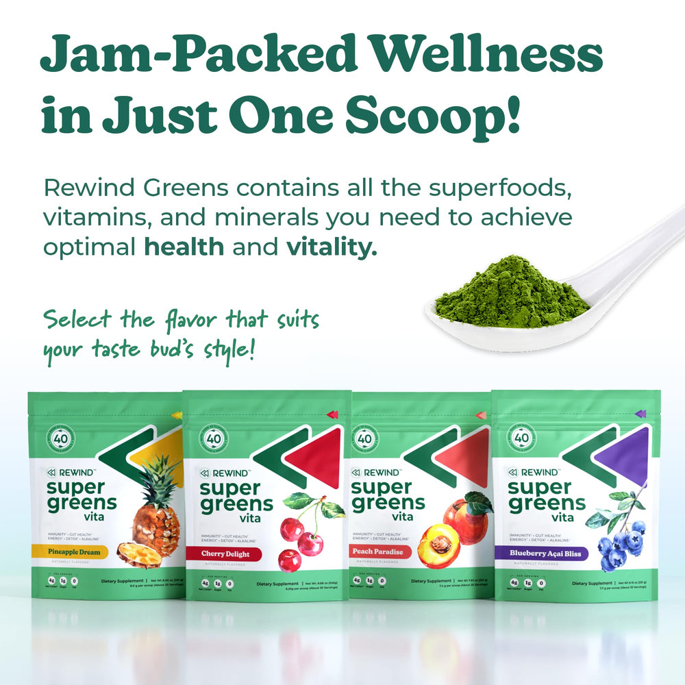 Product packaging showing 40+ superfoods and ingredients