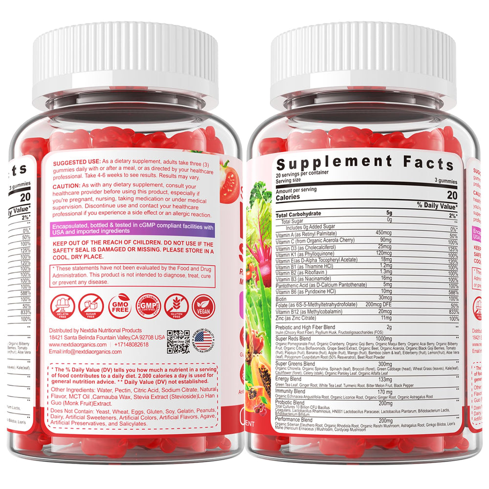 Back label showing nutrition and ingredient details