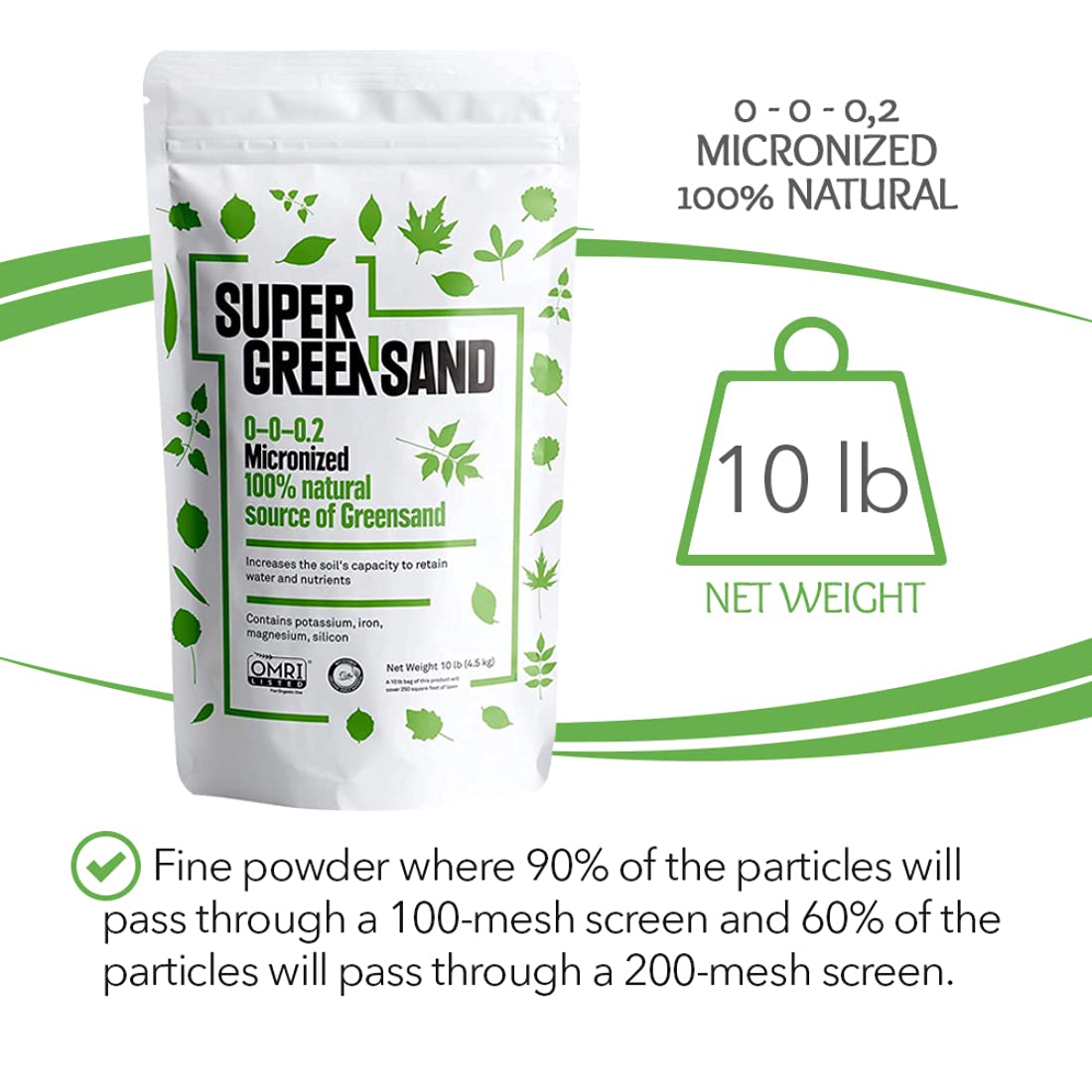 Close-up of micronized greensand granules