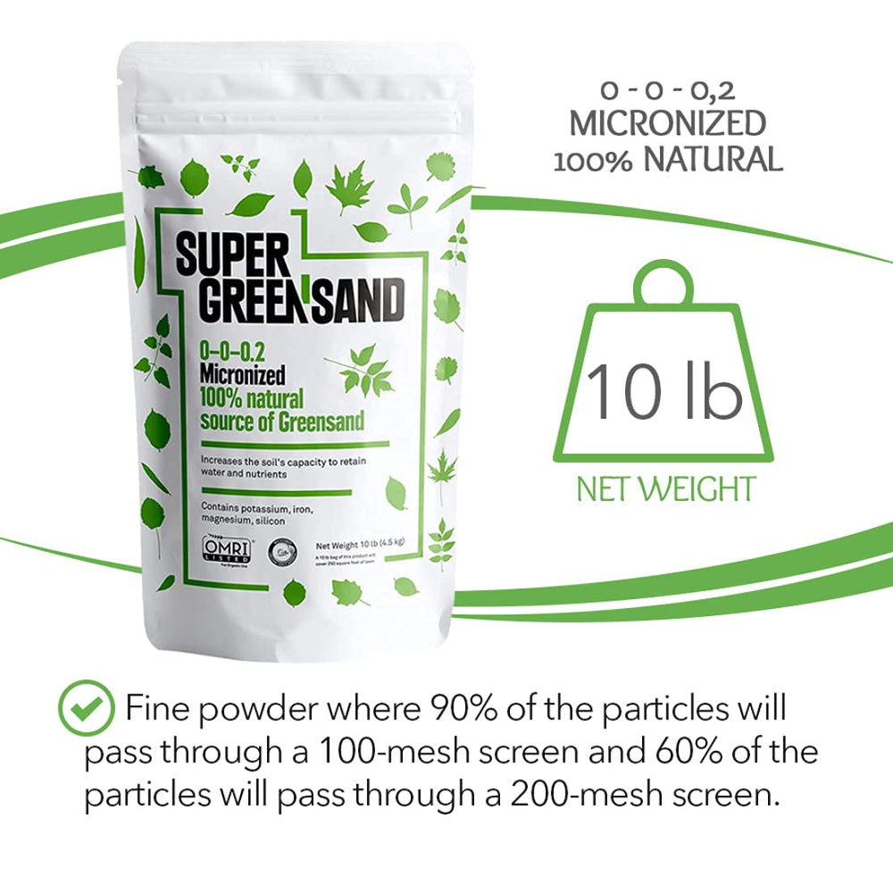 Close-up of micronized greensand granules