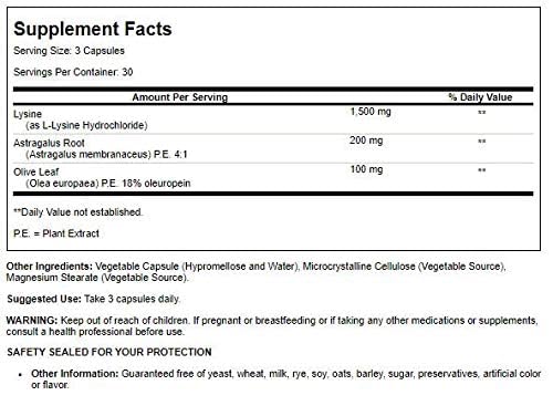Close-up of Super Immune Plus Lysine 90 Vegicaps capsules