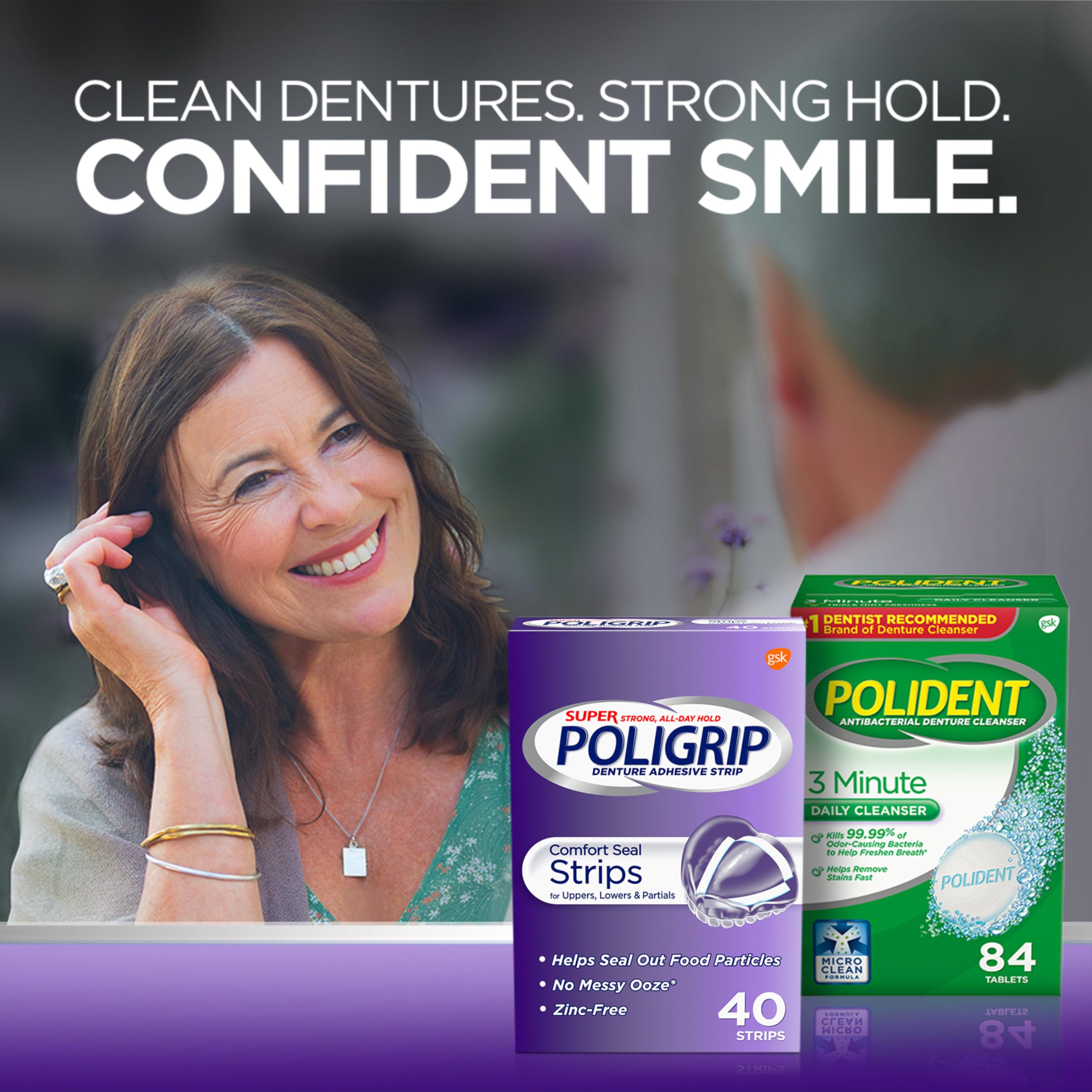 Gum irritation prevention with adhesive strips on dentures