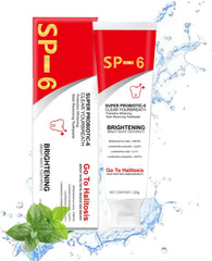 Tube of Super Probiotic SP-6 Toothpaste with Ultra Whitening formula