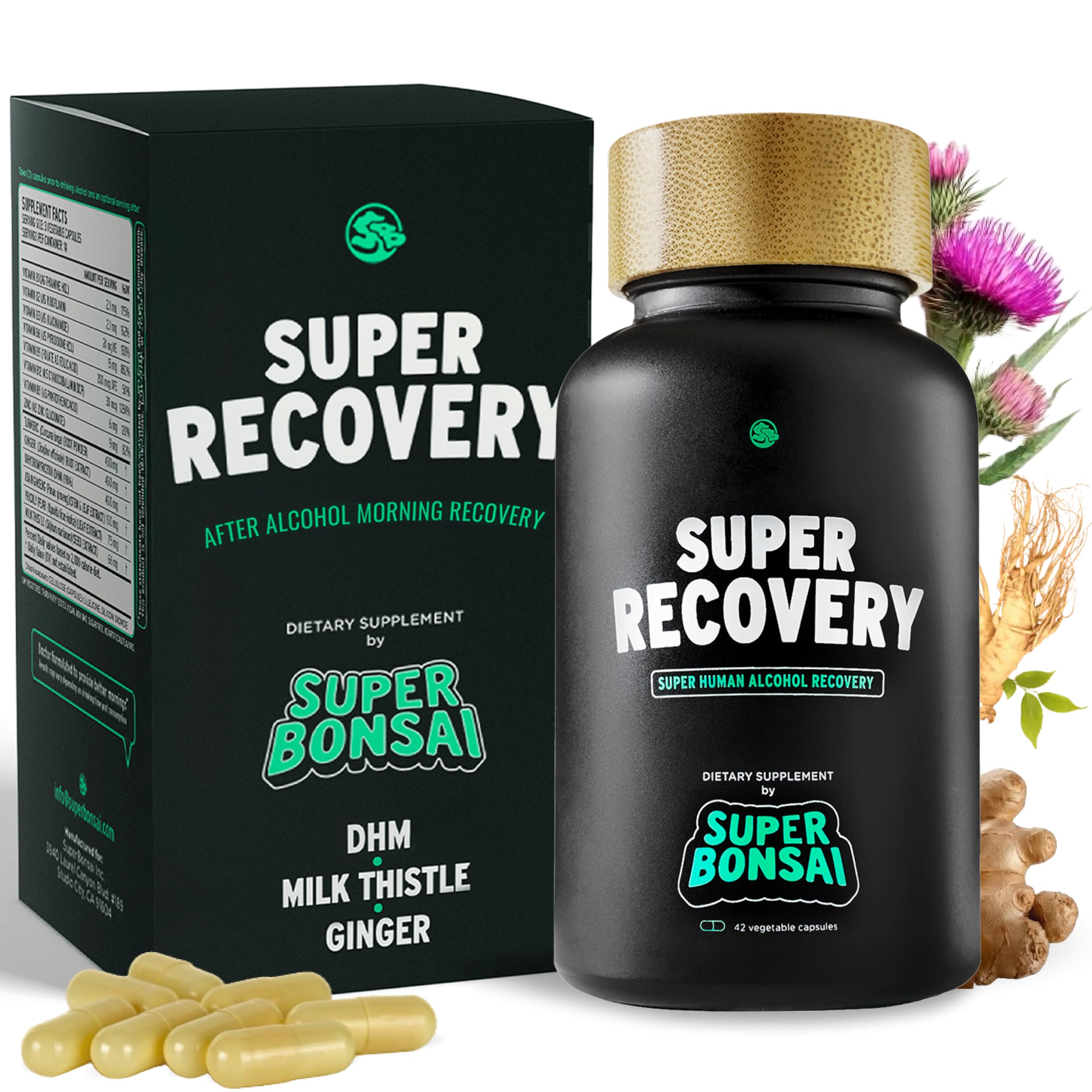 Super Recovery Capsules bottle on white background