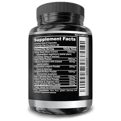 Back label detailing ingredients for Horny Goat Weed supplement