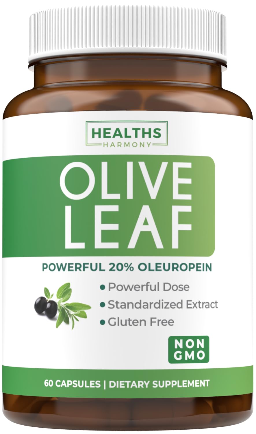Bottle of Super Strength Olive Leaf Extract Capsules 750mg with 20% Oleuropein