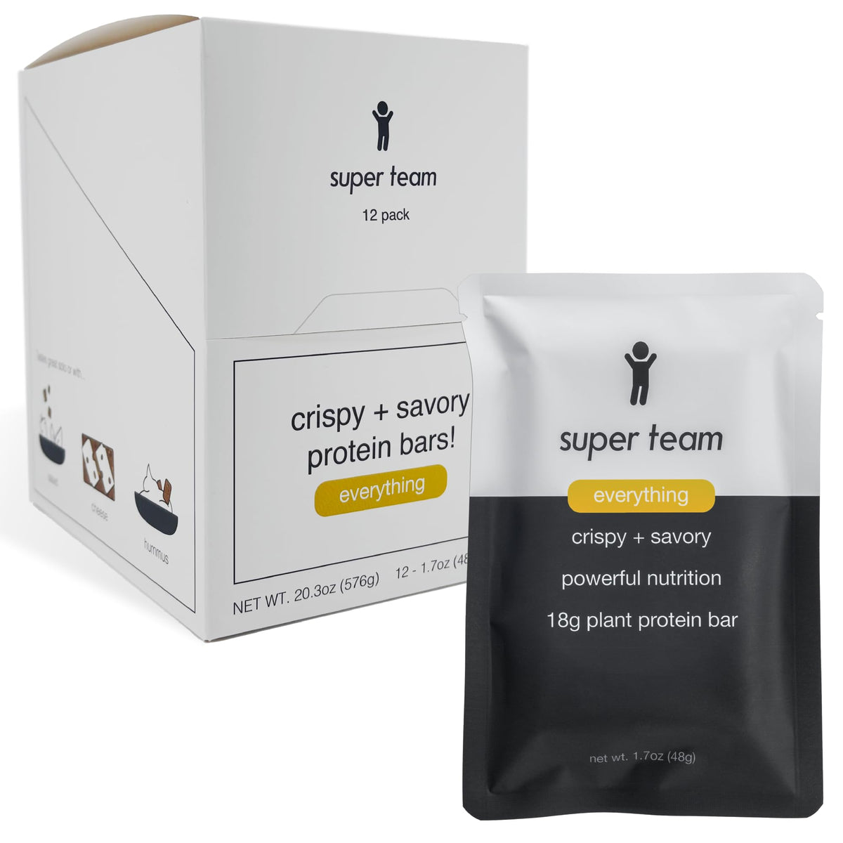 Super Team savory crispy bar packaging for convenient on-the-go protein snack.