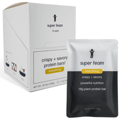 Super Team savory crispy bar packaging for convenient on-the-go protein snack.