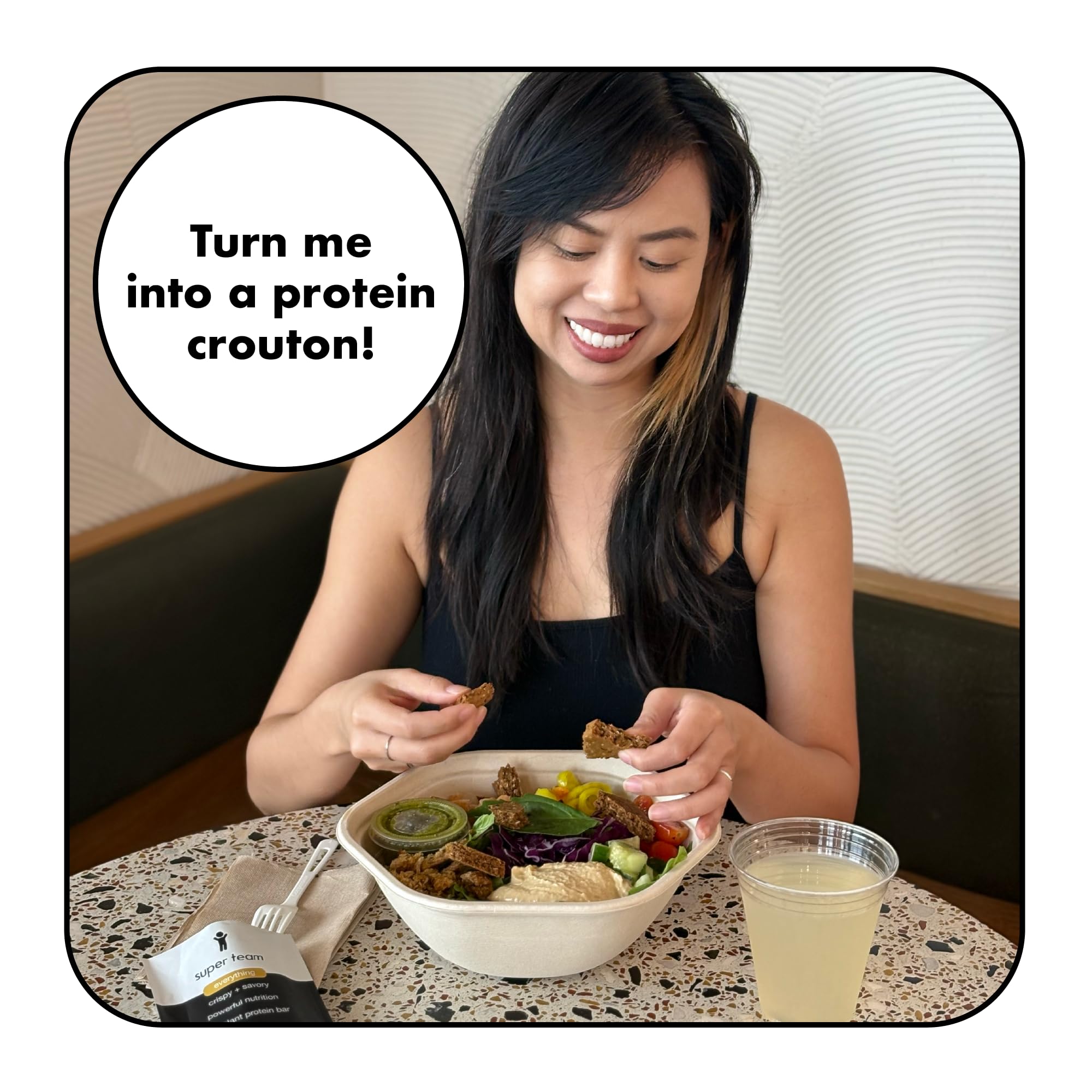 Super Team savory crispy bar shows wholesome seeds and whole grains.