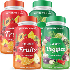 Bottle of Superfood MD 180 Fruit & Veggie Capsules with Aloe Vera