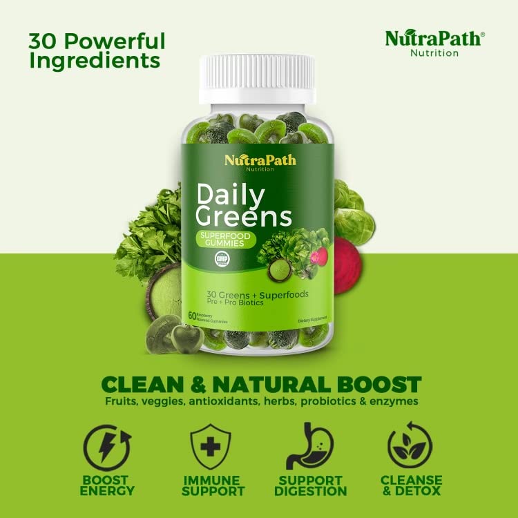 Nutrition and ingredient highlights for SuperGreens gummies