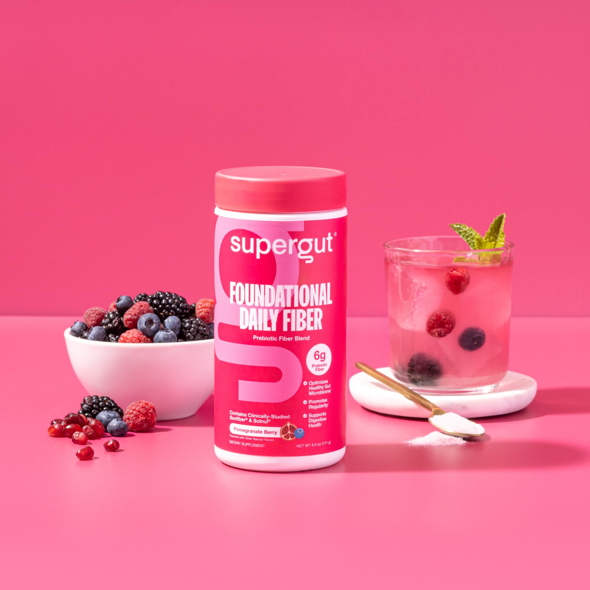 Product label for Berry Pomegranate Foundational Daily Fiber Powder