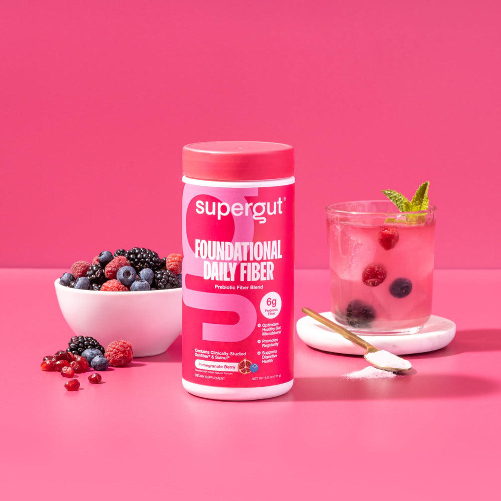 Product label for Berry Pomegranate Foundational Daily Fiber Powder